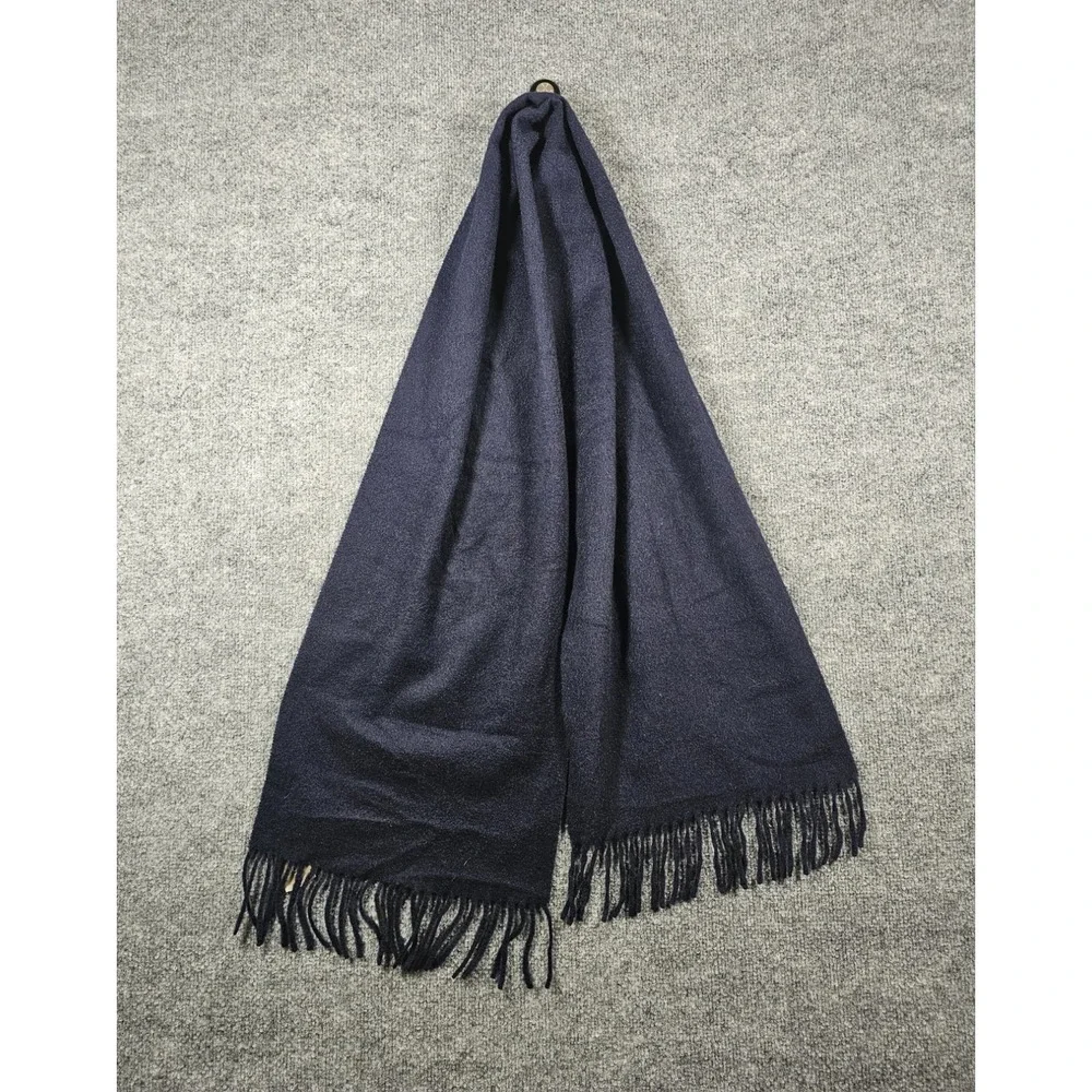 J. CREW Cashmere-Blend Navy Blue Scarf H2195 NWT Fringe